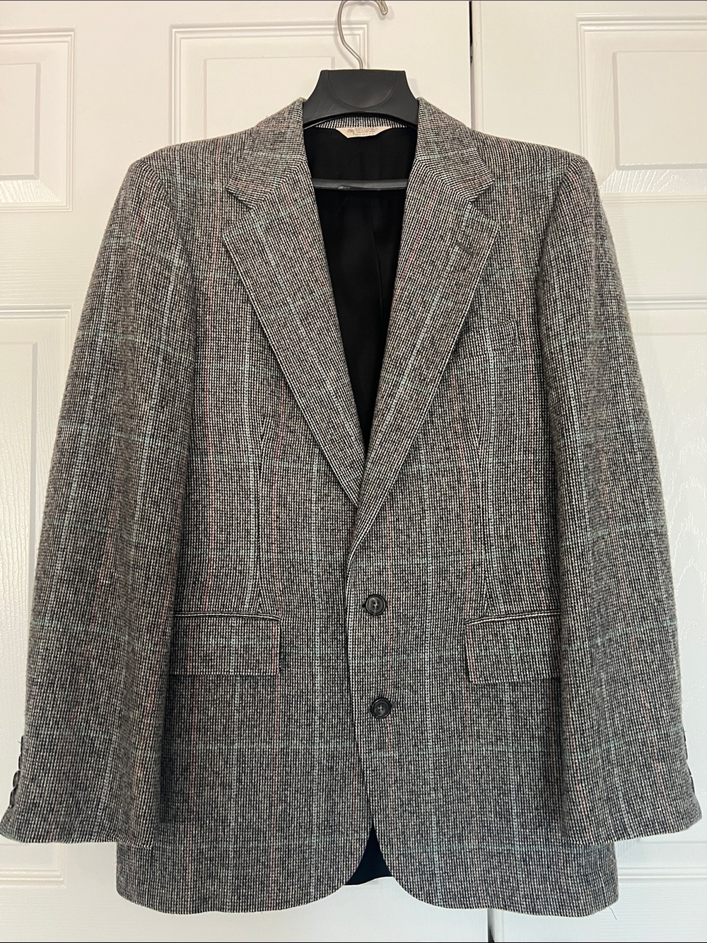 Vintage Christopher Hayes Classic Gray Plaid Wool Sport Coat Blazer